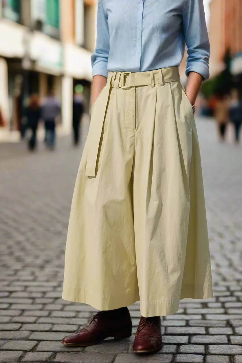 100% Cotton wide leg cropped culotte pants | 3 color