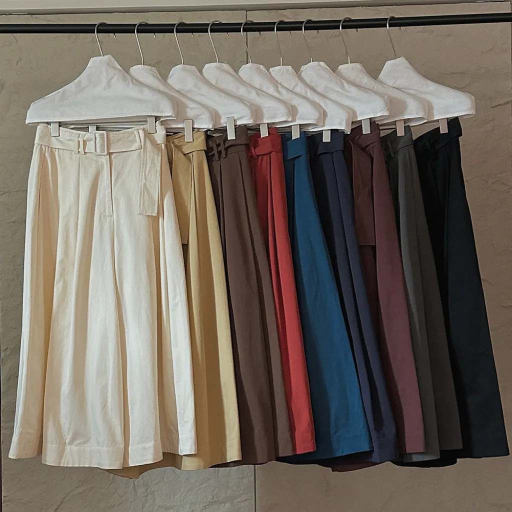 100% Cotton wide leg cropped culotte pants | 3 color