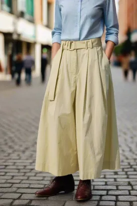 100% Cotton wide leg cropped culotte pants | 3 color