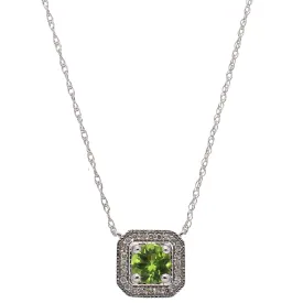 10K White Gold Peridot & Diamond Station Necklace