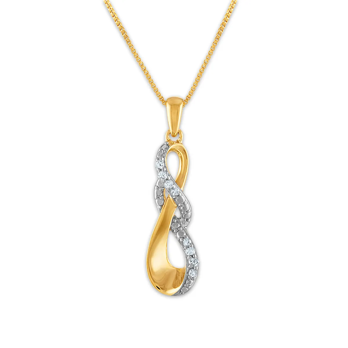 1/4 CTW Diamond Infinity Earring Pendant Set 18-inch Pendant in Yellow Gold Plated Sterling Silver