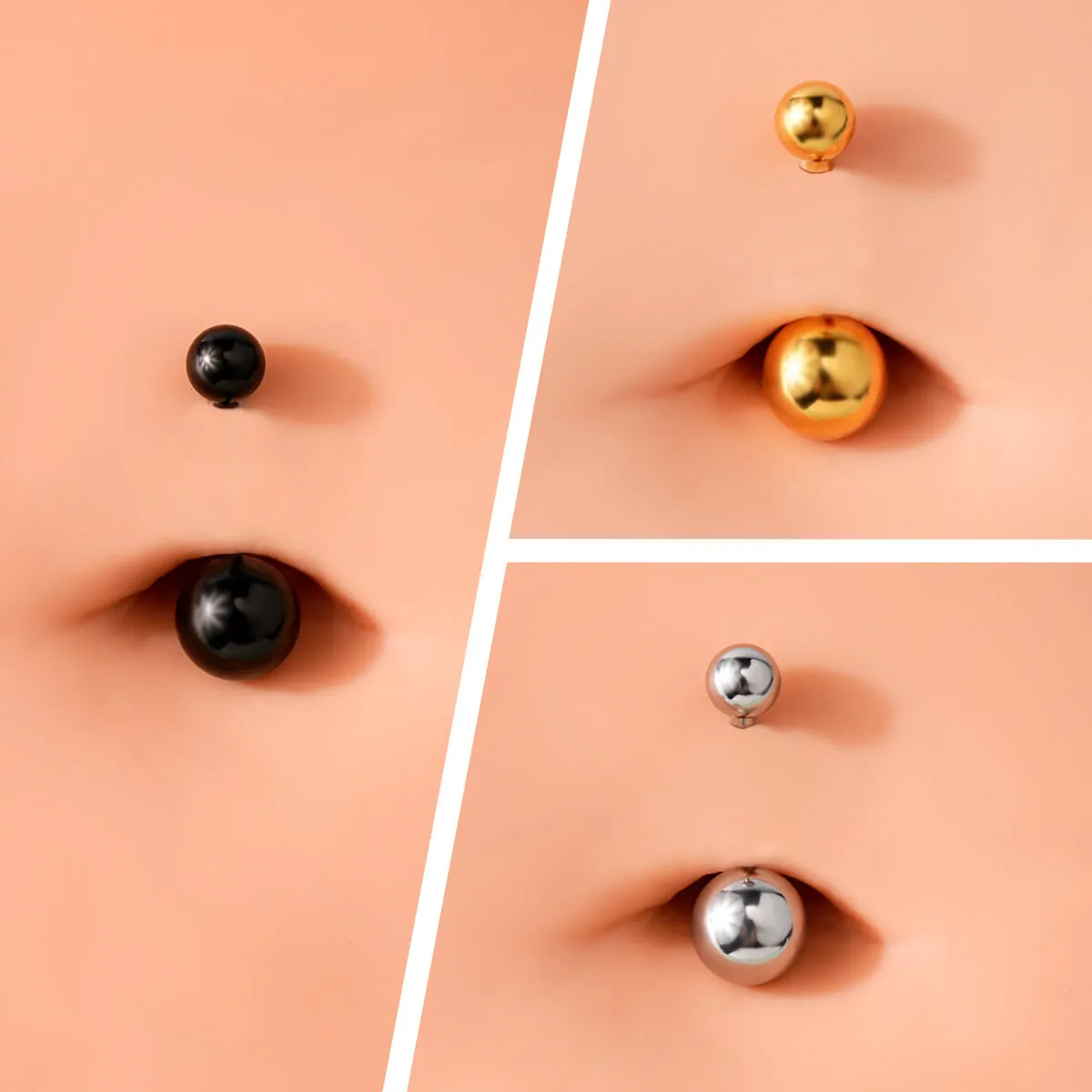 14G 8PCS 8/10/12/14mm Balls Top Belly Ring