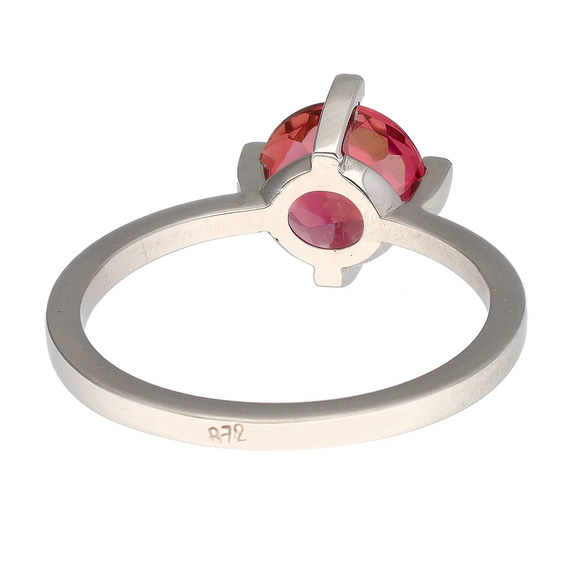 14K White Gold Round Pink Tourmaline & Diamond Ring