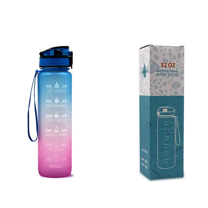 1L Tritan Water Bottle With Time Marker Bounce Cover Motivational Water Bottle Cycling Leakproof Cup For Sports Fitness Bottles