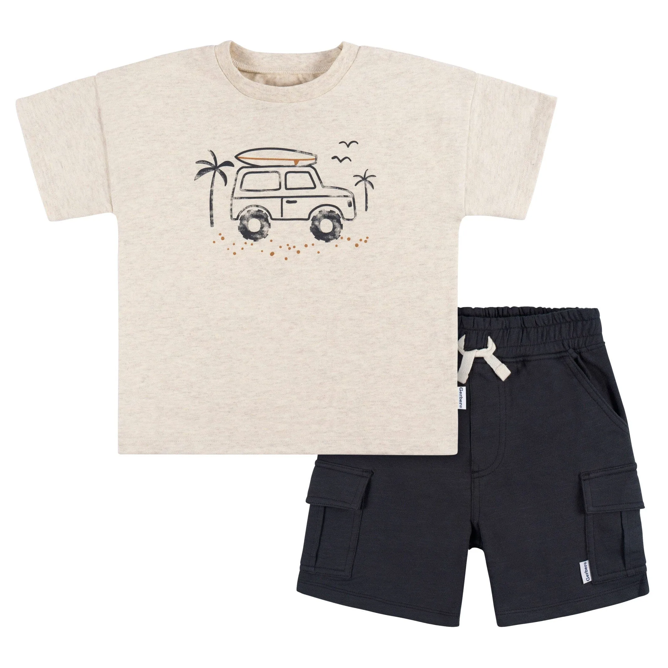 2-Piece Toddler Boys Surf Life T-Shirt & Cargo Shorts Set