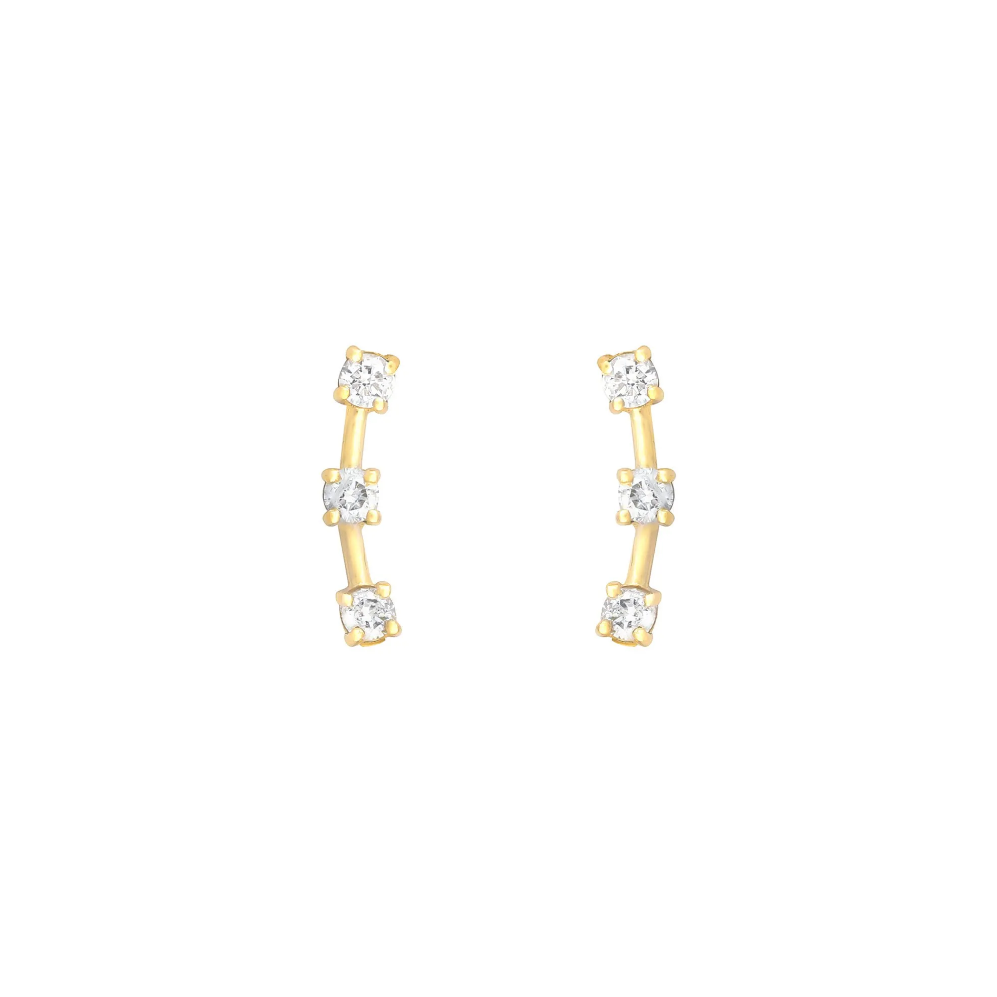 3 Stone Climber 18K Gold Stud w. Diamond