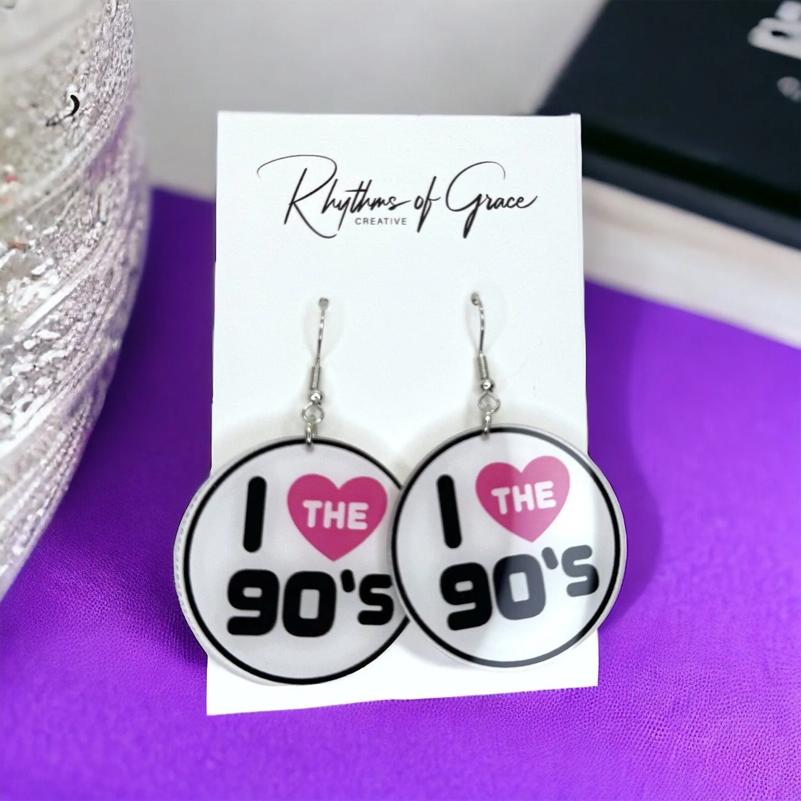 90’s Earrings - I Love the Nineties, Handmade Earrings, Retro Earrings, Nineties Accessories, Nineties Earrings, 90’s Accessories, Decade