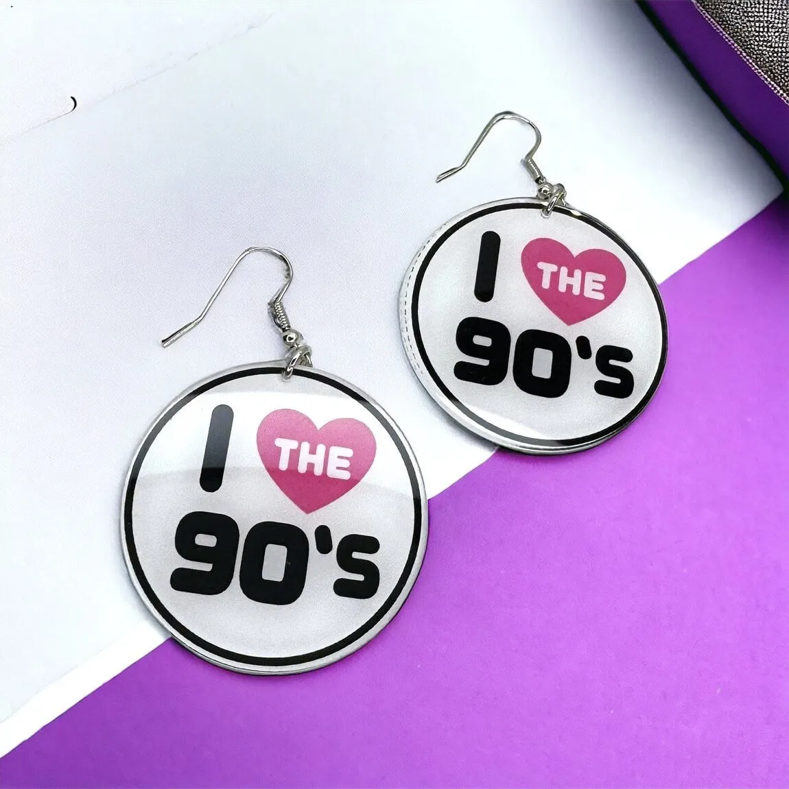 90’s Earrings - I Love the Nineties, Handmade Earrings, Retro Earrings, Nineties Accessories, Nineties Earrings, 90’s Accessories, Decade