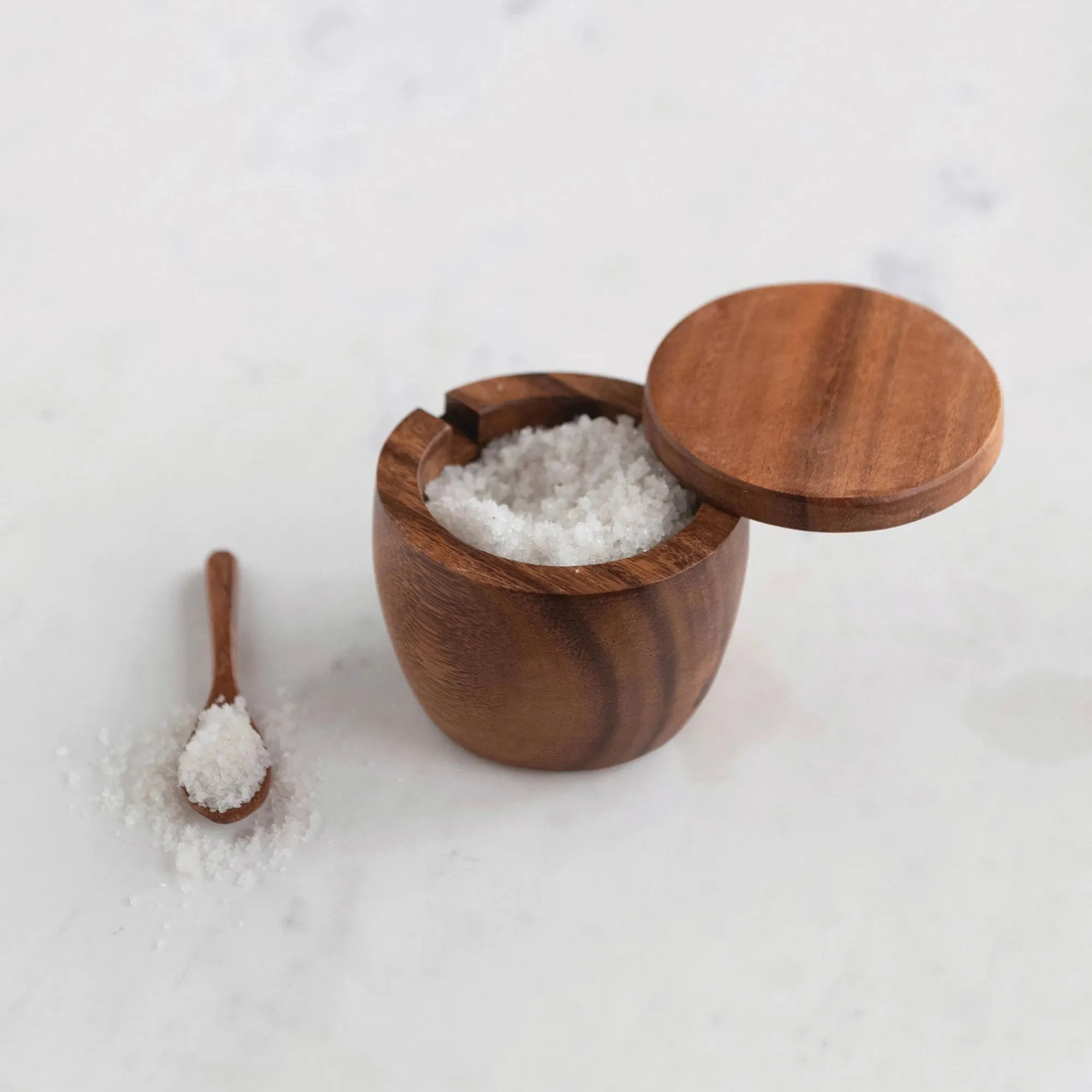 Acacia Wood Jar & Spoon Set