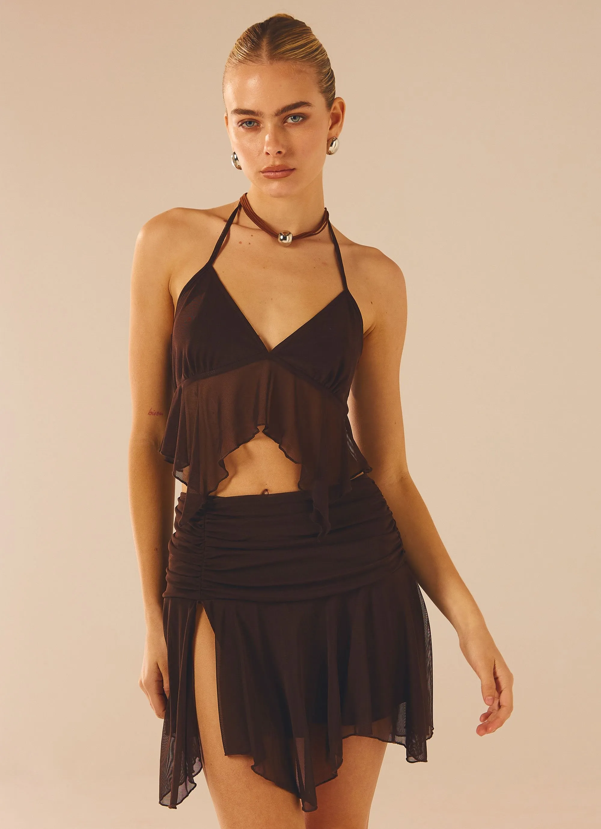 Adorn Halter Top - Dark Mocha