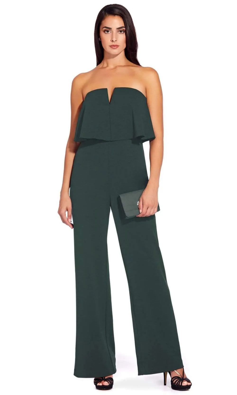 Adrianna Papell - AP1E206916 Strapless Flounce Bodice Crepe Jumpsuit