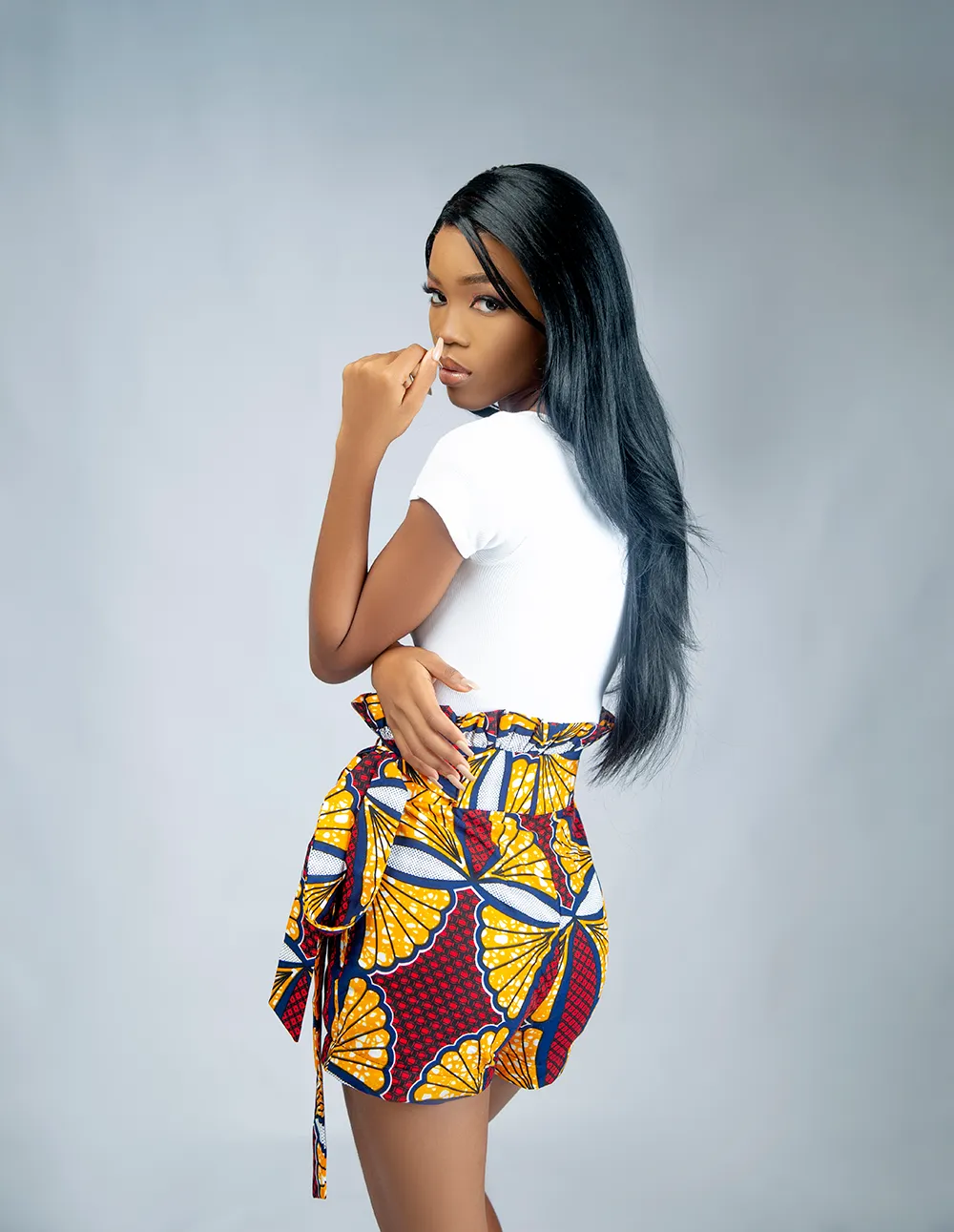 African Print Loba High Waist shorts