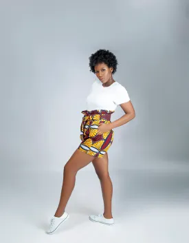 African Print Loba High Waist shorts