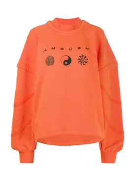 Ambush Patchwork Crewneck Orange