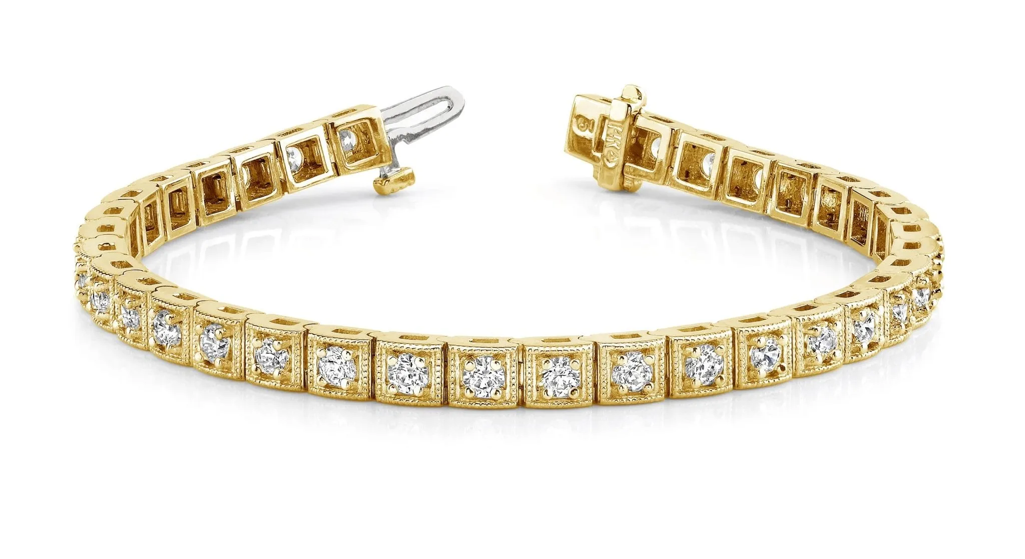 Antique Square Link Diamond Bracelet with 3.85 ct.(finished) 3.0mm