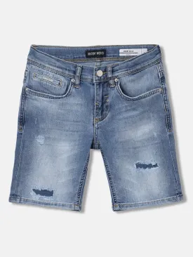 Antony Morato Boys Blue Solid Skinny Fit Mid-Rise Shorts