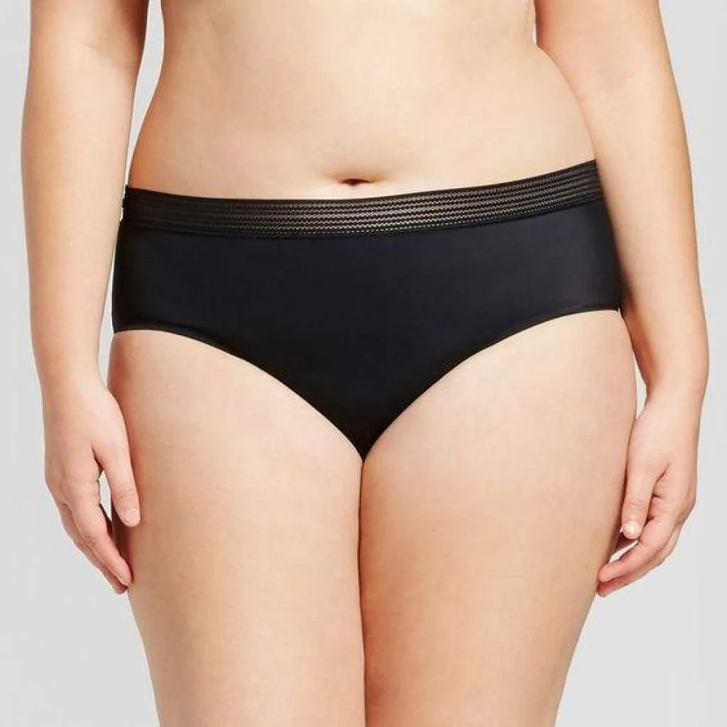 Ava & Viv Plus Size Laser Cut No Show Hipster Panty 4X Ebony Black