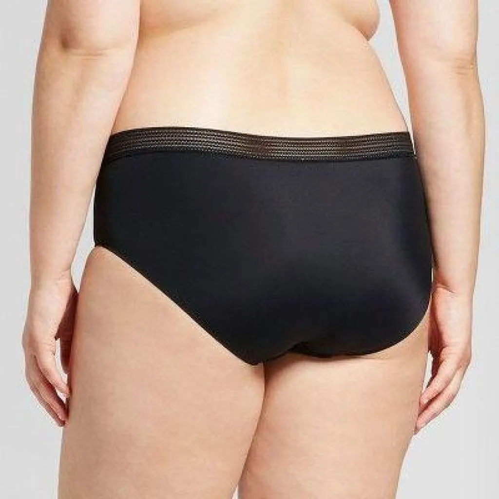 Ava & Viv Plus Size Laser Cut No Show Hipster Panty 4X Ebony Black