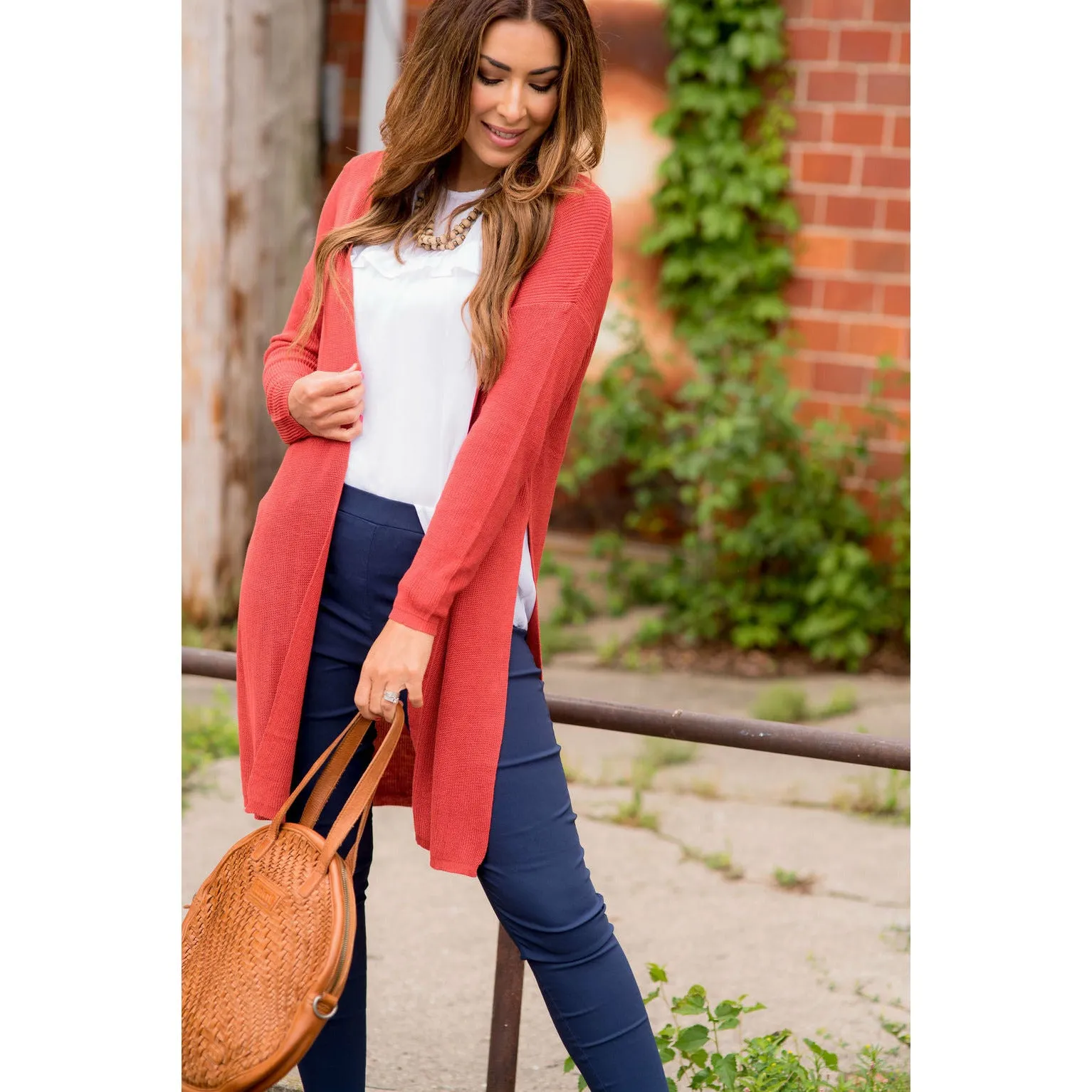 Basic High Split Cardigan