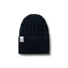 beanie cable knit cuffed  - navy