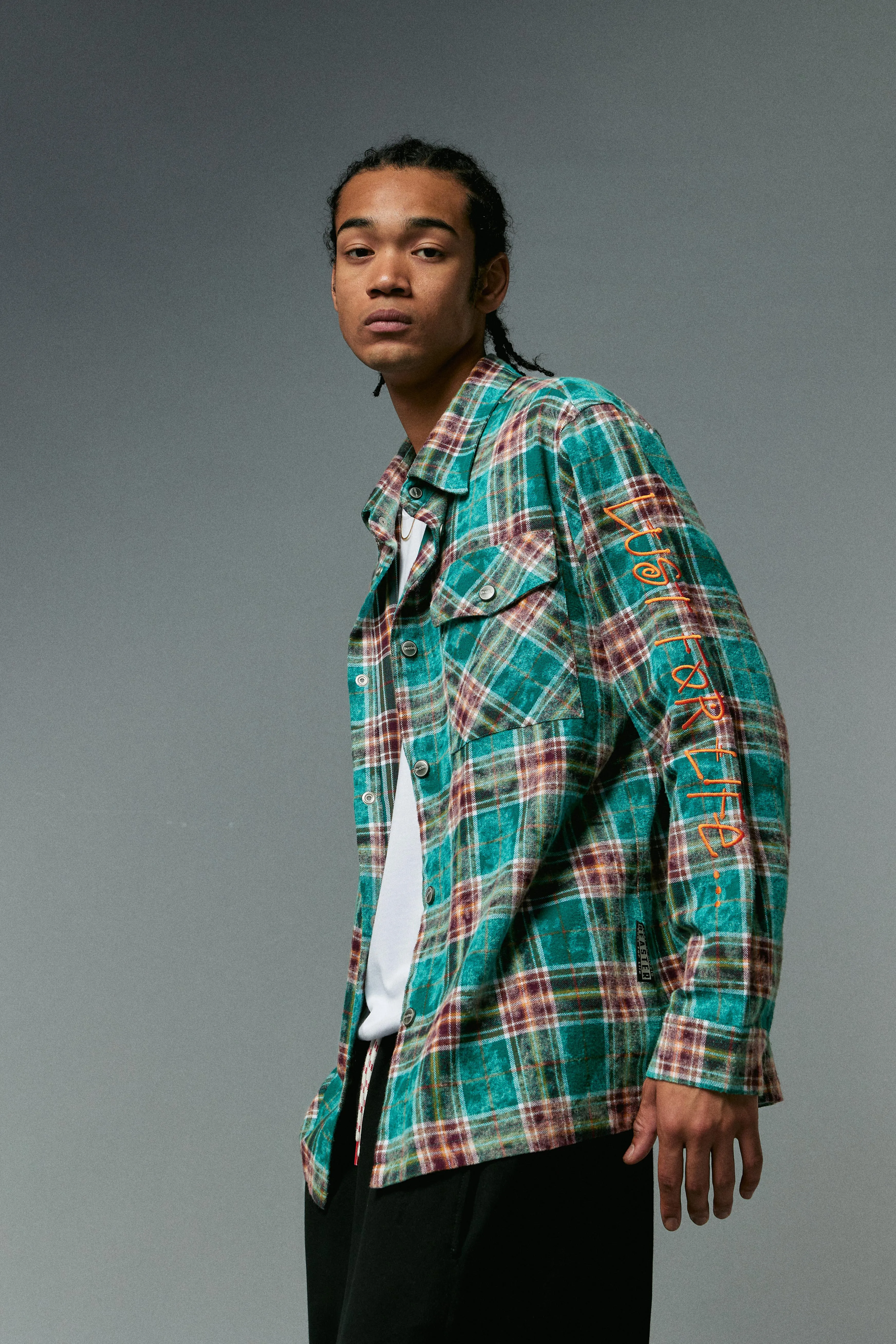 BEASTER Washed Haze Plaid Shirt