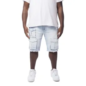 Big and Tall - Rip & Repair Cargo Jean Shorts - Santorini Blue