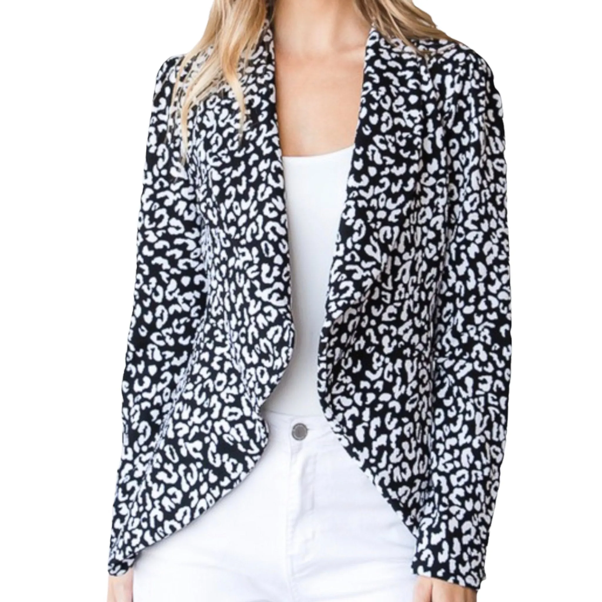 Black and White Animal Print Blazer/Jacket