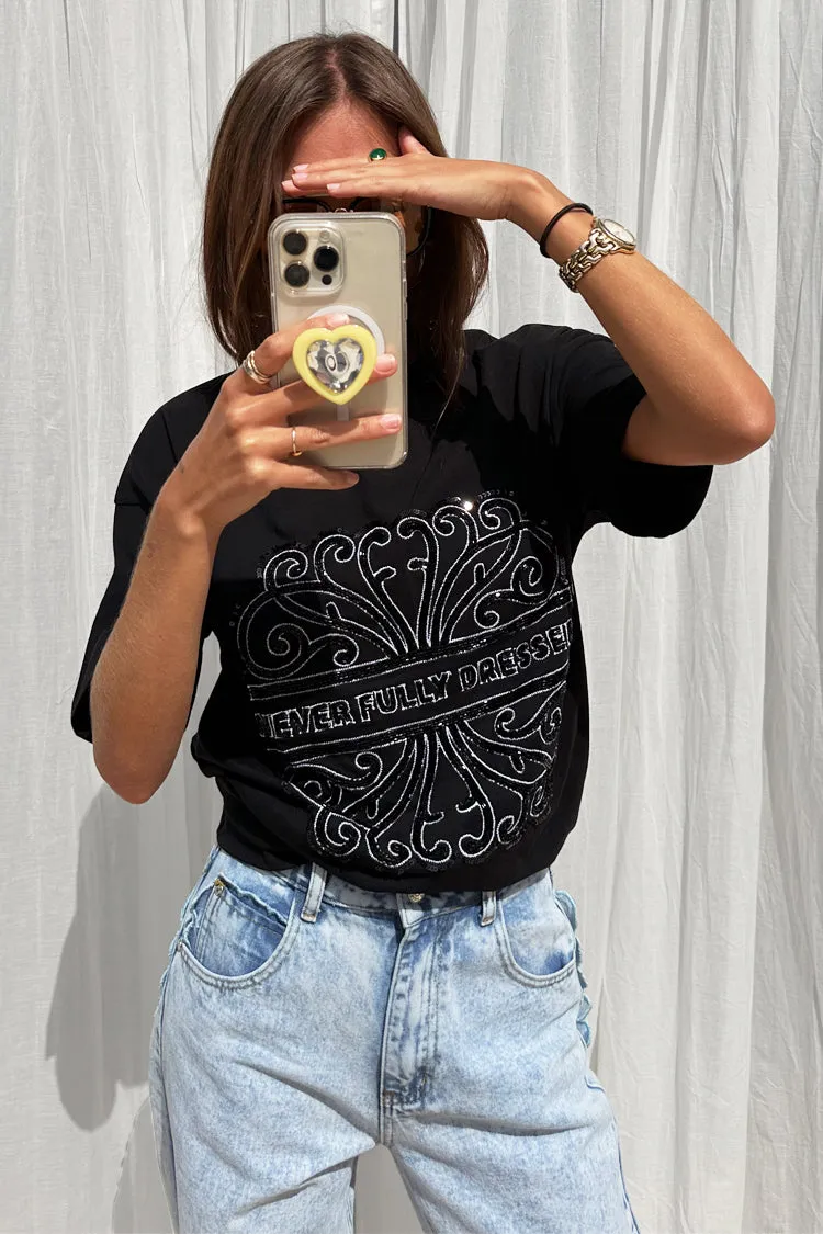 Black Beaded Logo T-shirt