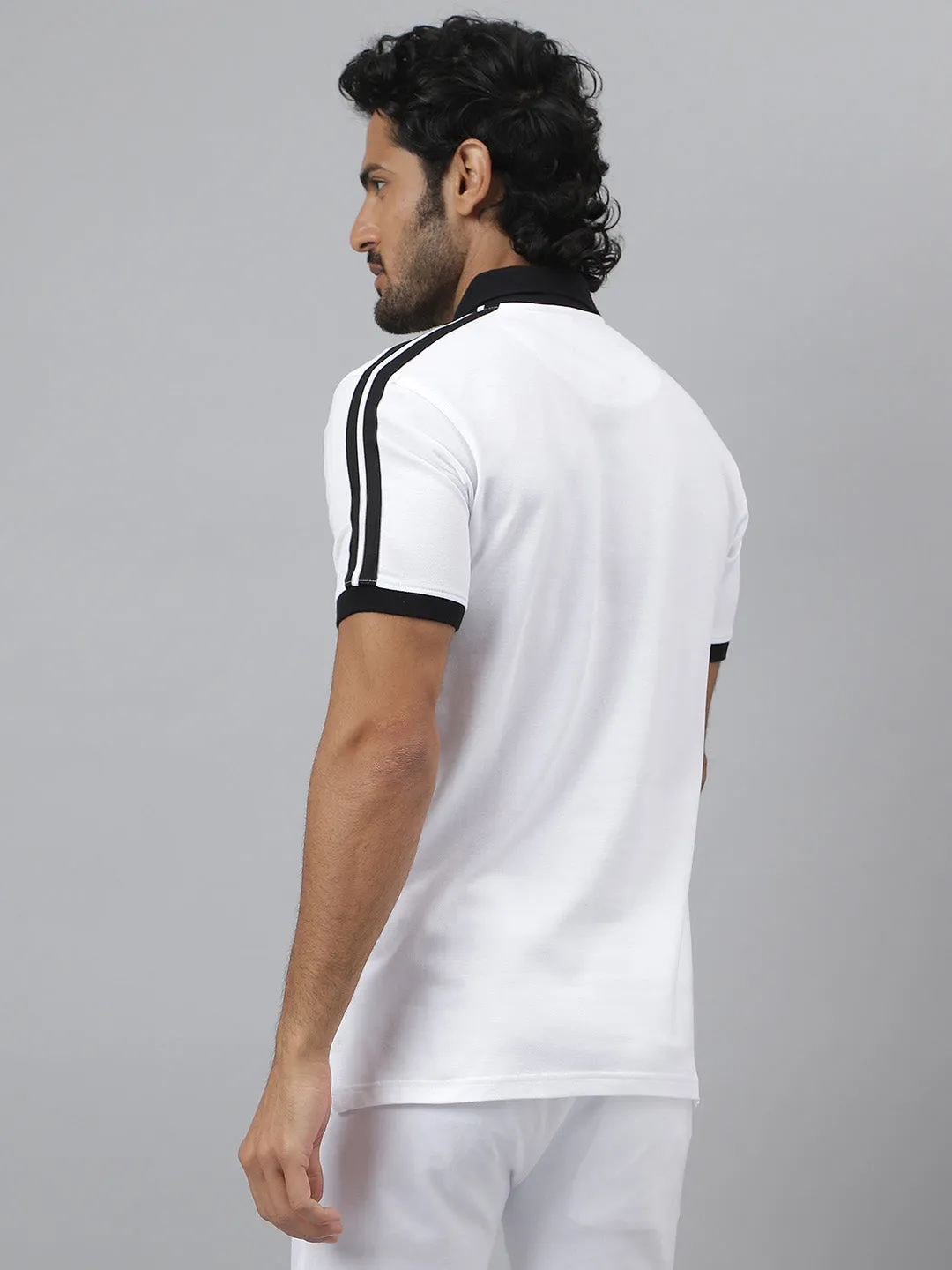 Black Knitted Tape Detail Cotton White T-shirt - Runway