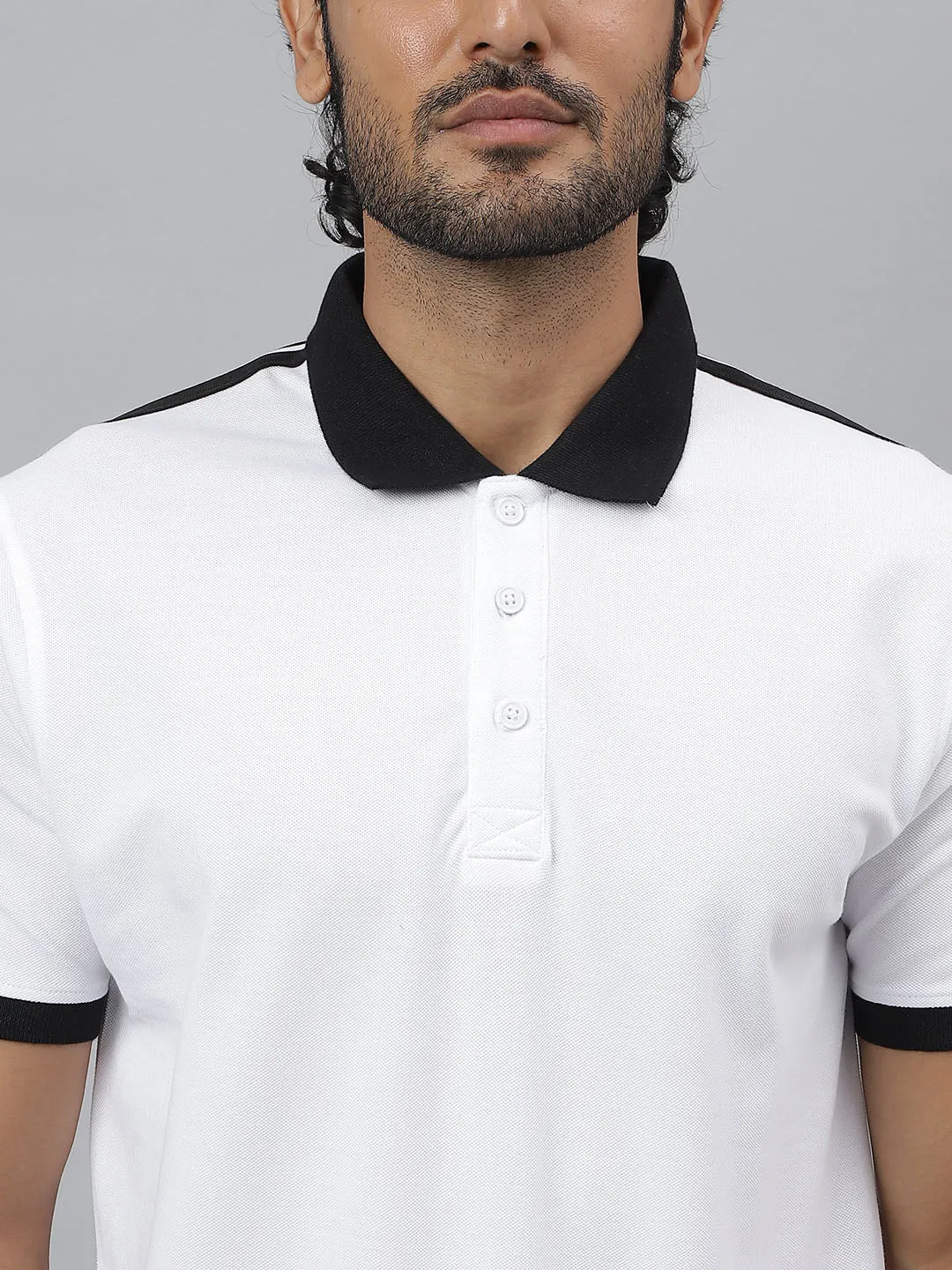 Black Knitted Tape Detail Cotton White T-shirt - Runway