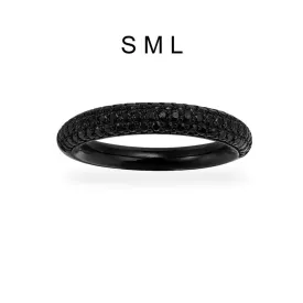 Black Paved Ring - Dark Grey Silver