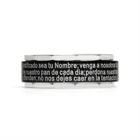 Black Stainless Steel Spanish Lord's Prayer Center Spinner Ring / SRJ1009