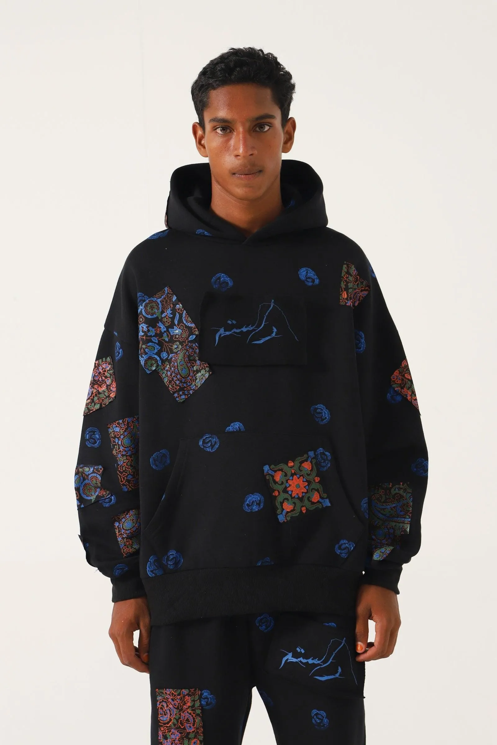 BLOCK PRINT PATCHWORK HOODIE "VERSION 4"