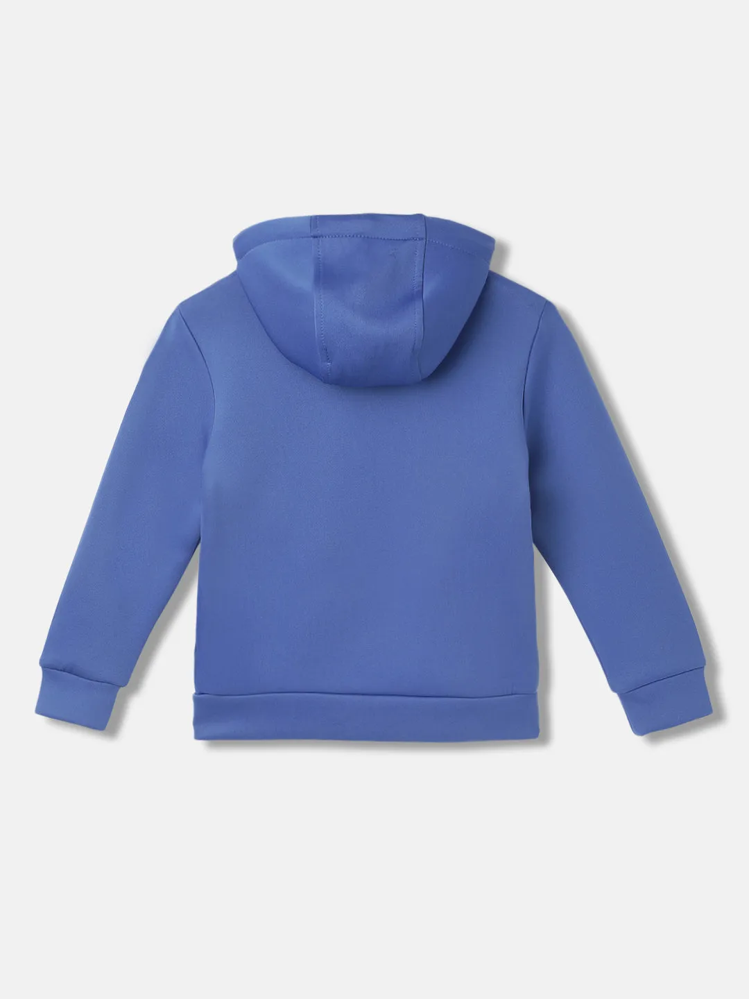 Blue Giraffe Boys Blue Solid Hooded Full Sleeves Zip Through Hoodie