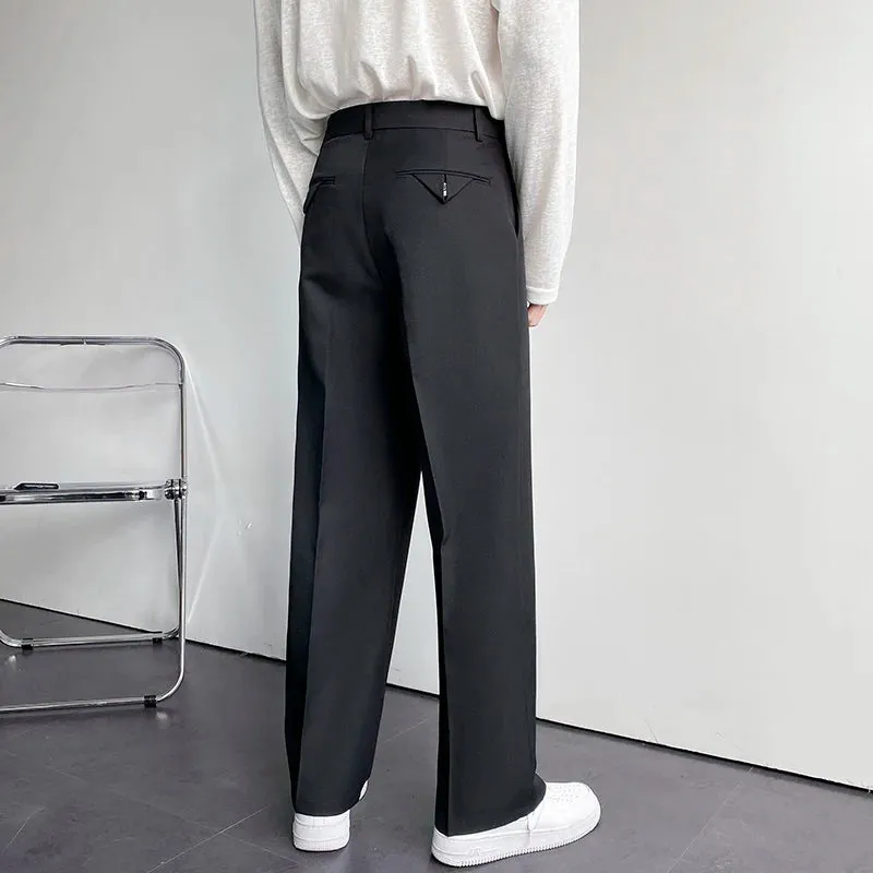 BONSIR  -  New Fashion Men's Oversize Suit Pants Wide Leg Long Drape Trousers Solid Straight High Waist Casual Pant Black White Khaki