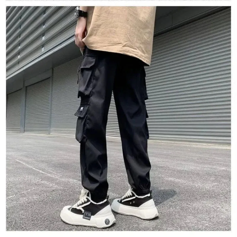 BONSIR  -  Temperament Versatile Casual Men's Clothing Autumn and Winter New Splice Pockets Drawstring Oversize Commuting Cargo Pants