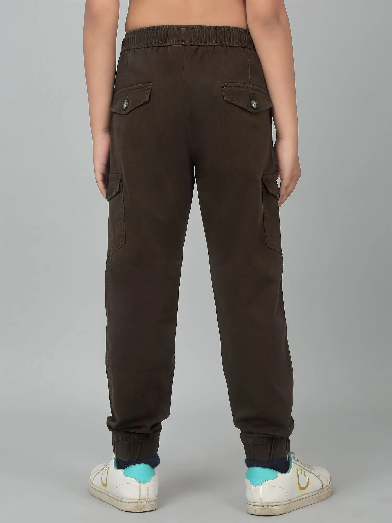 Boy's Olive Green Solid Cargo