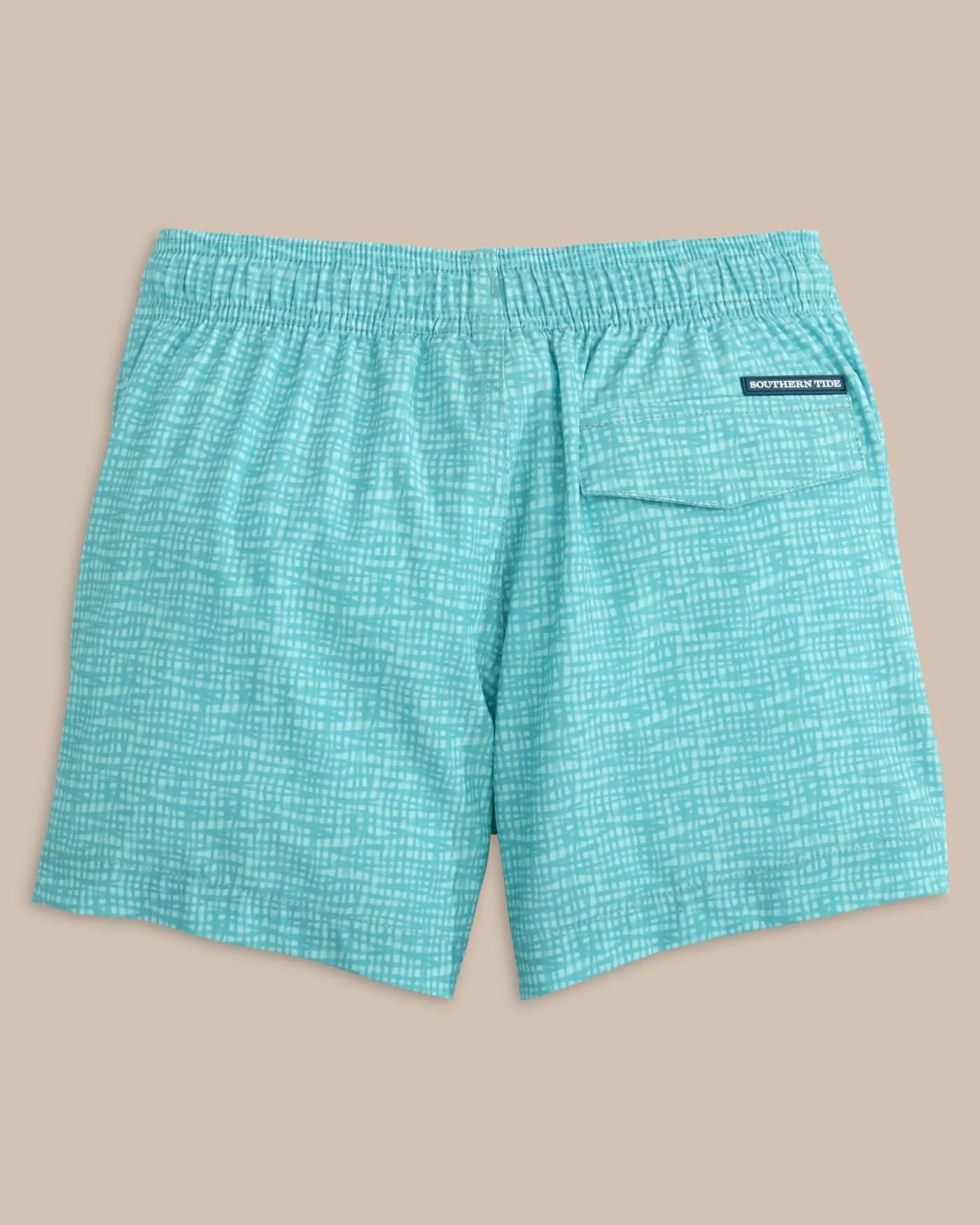 Boys Painted Check Swim Trunk