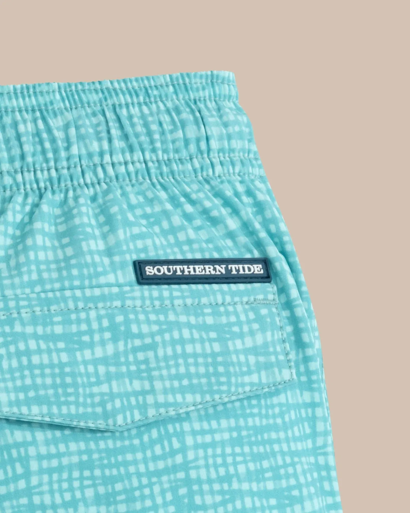 Boys Painted Check Swim Trunk