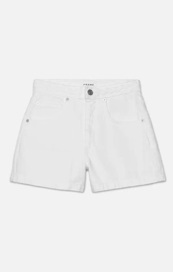 Braided Waistband Short in White