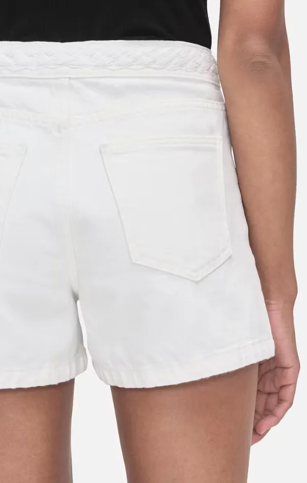 Braided Waistband Short in White