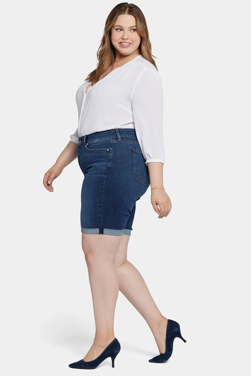 Briella 11 Inch Denim Shorts In Plus Size - Gold Coast