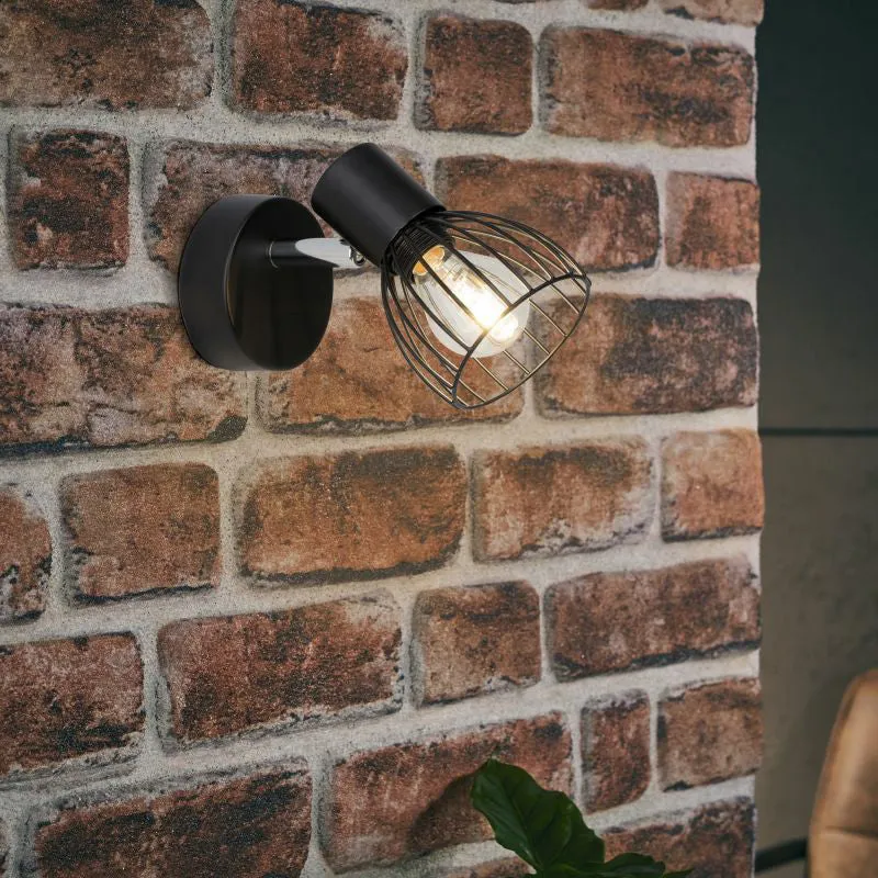 Brilliant 1 Light 40W Blacky Wall Spotlight - Black | 62110/06