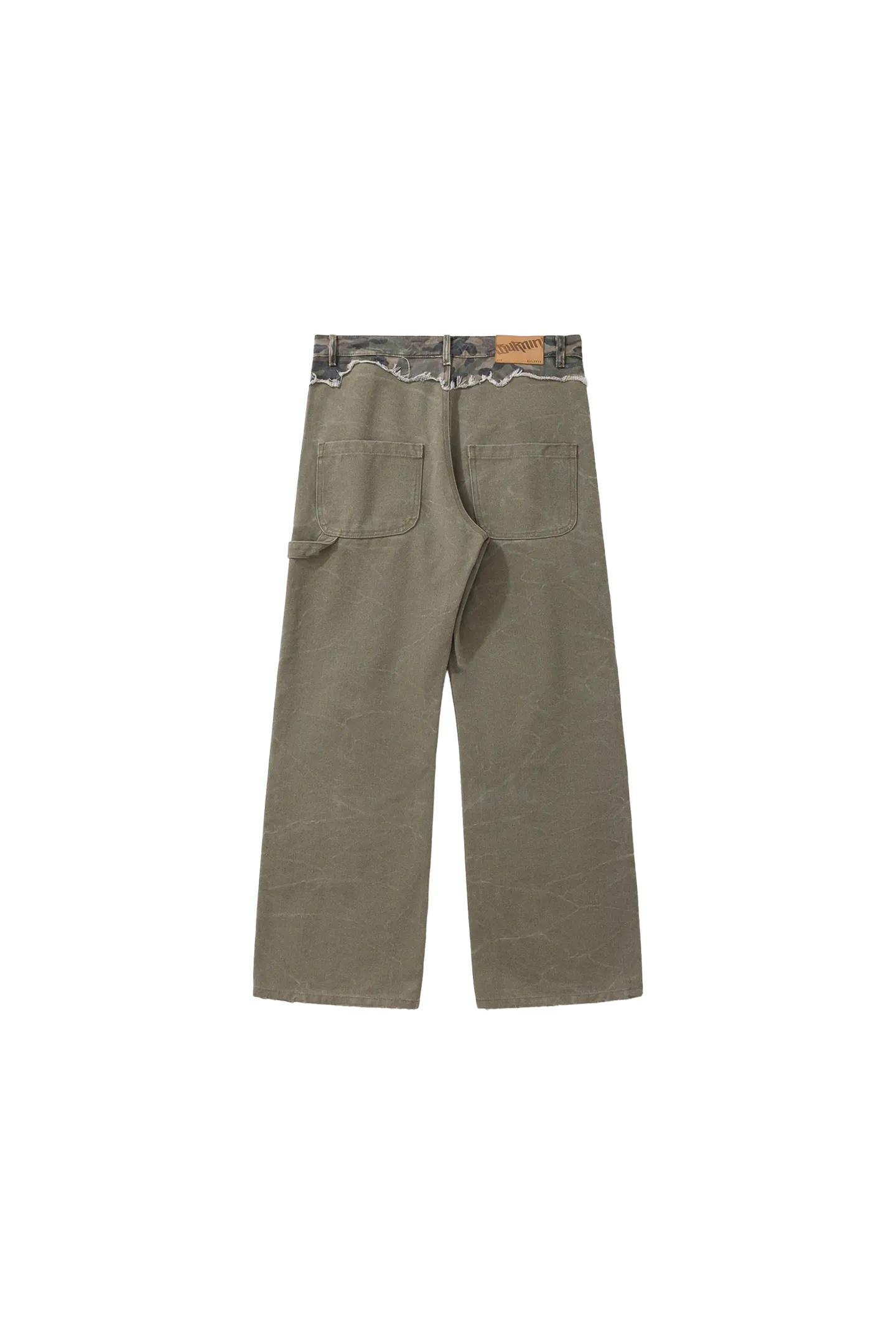 BURNIN* "Burnin for People" camouflage stitching ripped logging pants