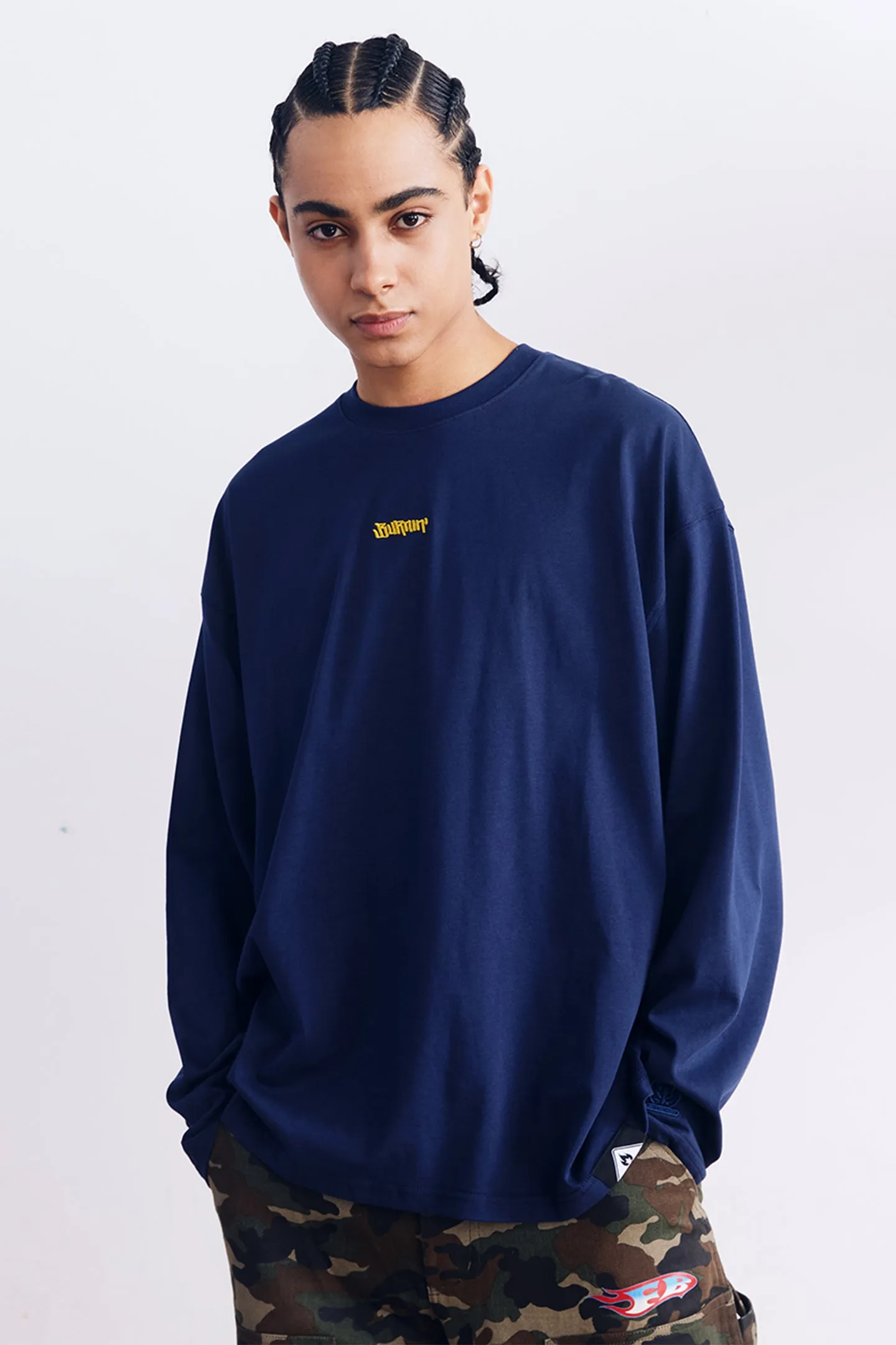 BURNIN*97'Series Logo Slogan Back Print Long Sleeve T-shirt