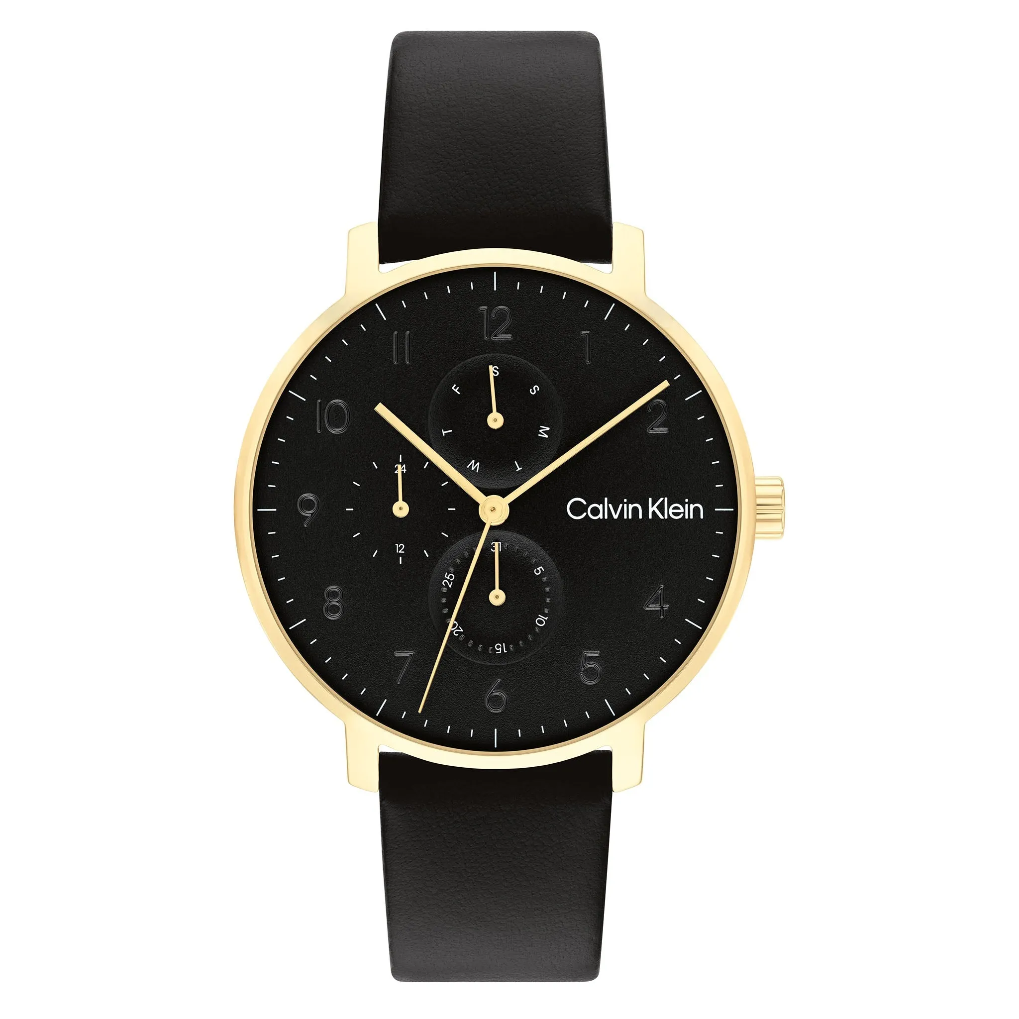 Calvin Klein Leather Black Dial Multi-function Unisex Watch - 25200404