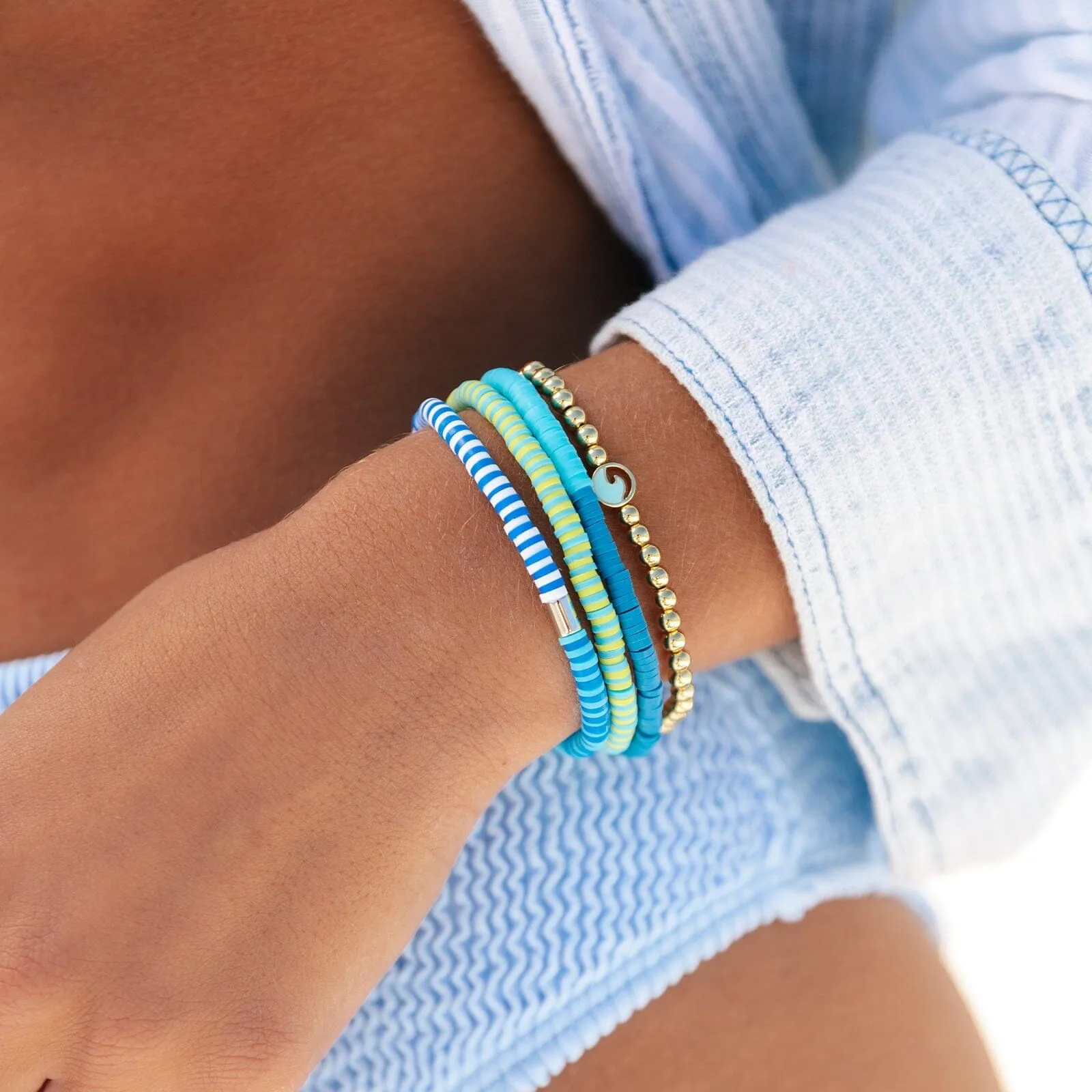 Canal Blues Seascape Stretch Bracelet