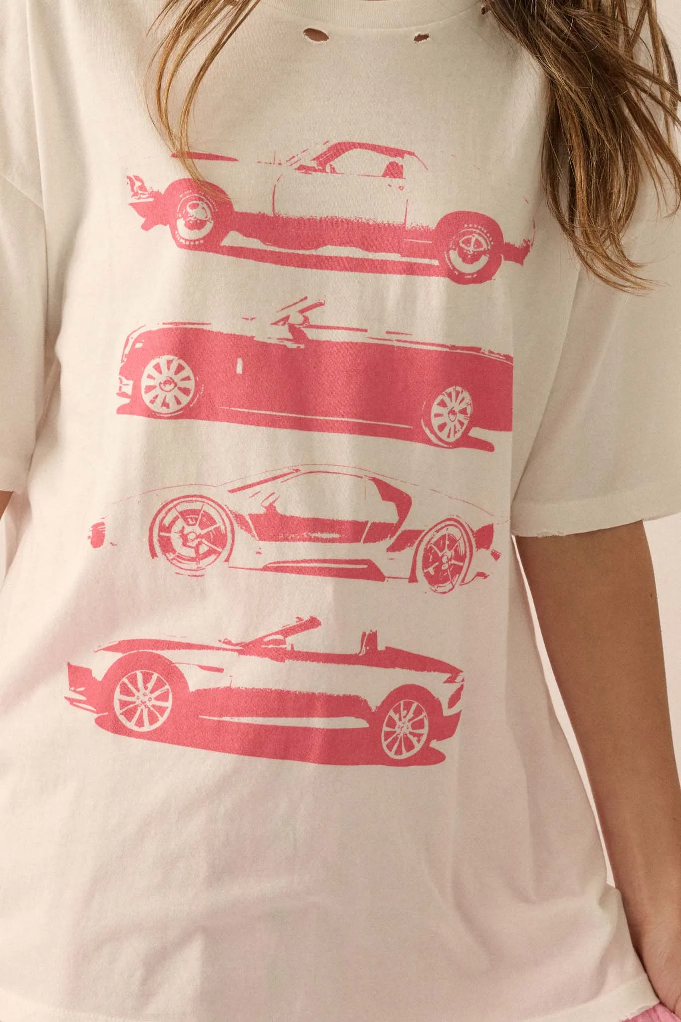 Car Culture Distressed Oversize Graphic Tee