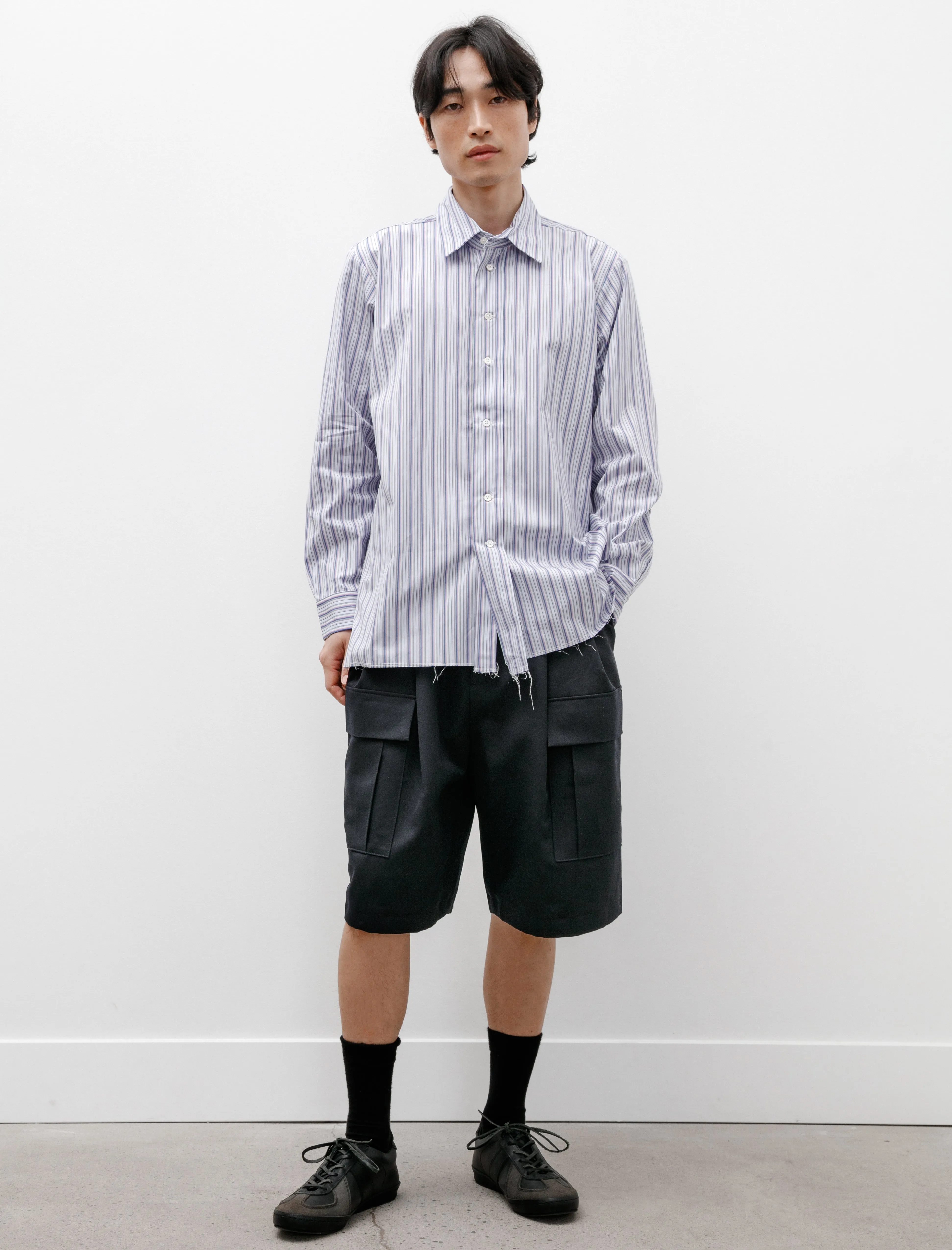 Cargo Suit Shorts Wool Twill Navy