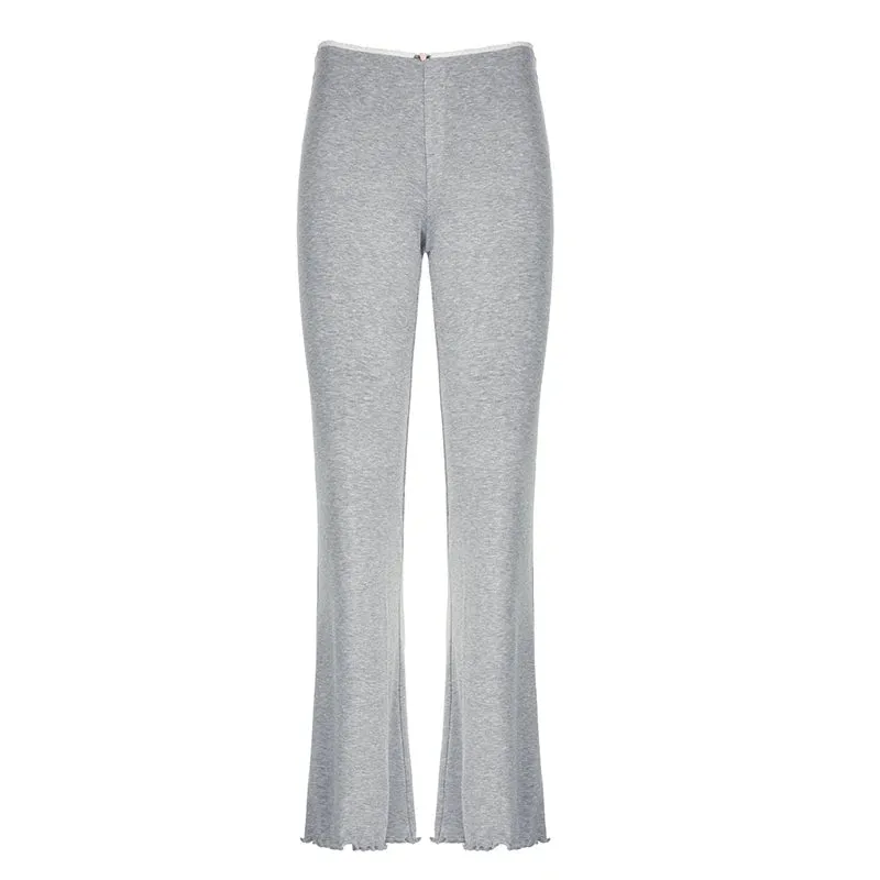 Casual Ruched Skinny Pink Women Pants Sweet Homewear Appliques Sporty Chic Flare Trousers All-Match Sweatpants Korean